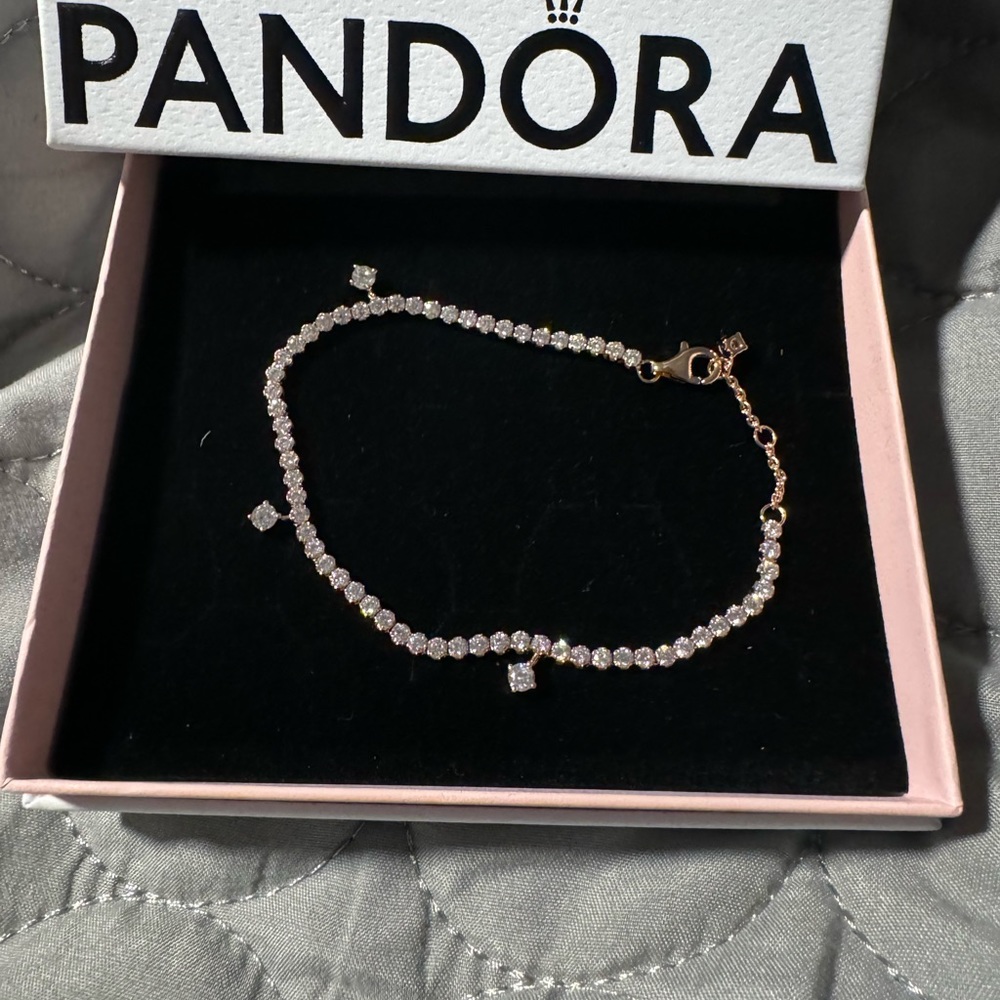 Rose Gold Sparkling Drops Tennis Bracelet